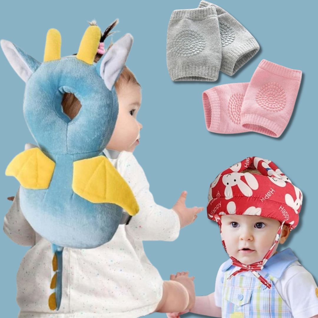 Baby Head Protector Safety Helmet 2 Knee Pads Monsoon Combo Offer