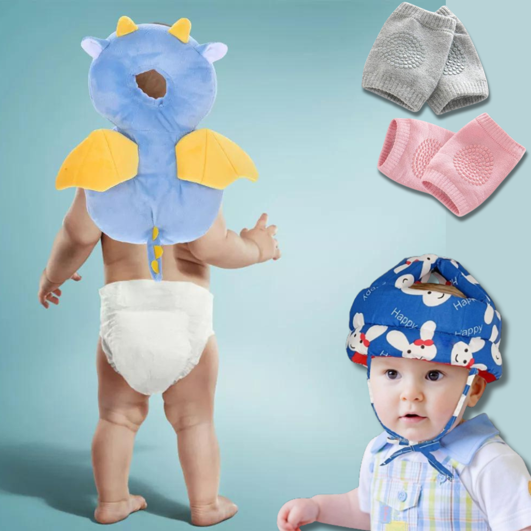 Baby Head Protector + Safety Helmet + 2 Knee Pads | Monsoon Combo Offer